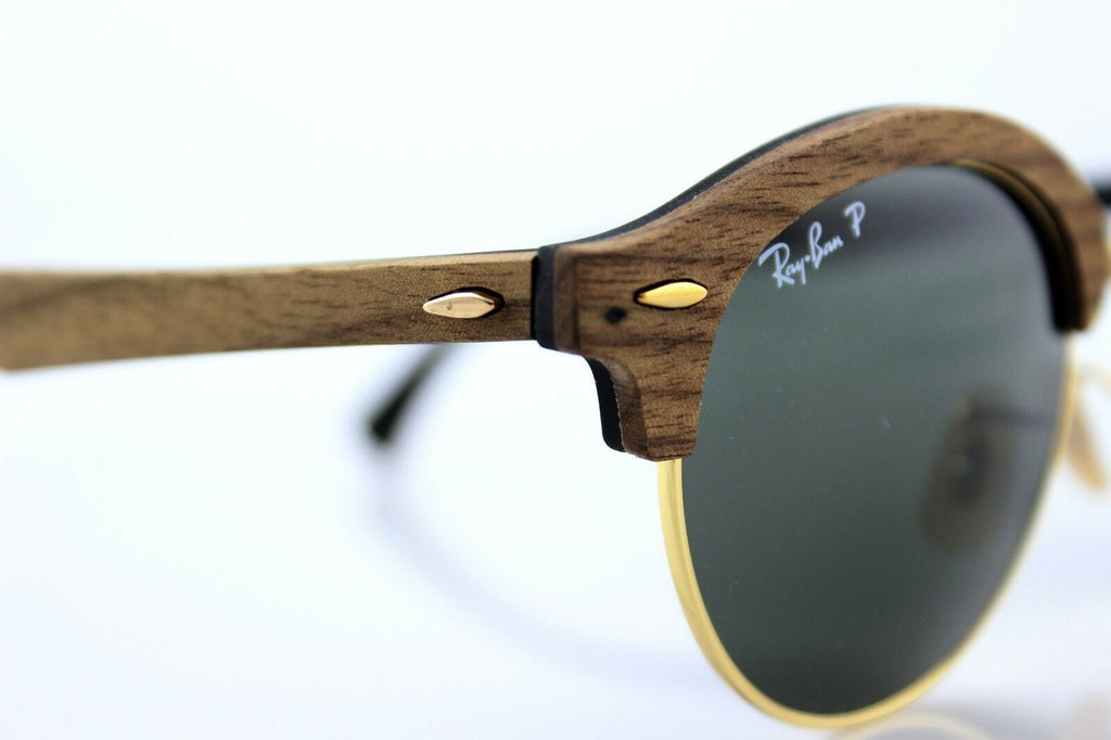 Ray-Ban Clubround Wood Polarized Unisex Sunglasses RB 4246M 118158 6