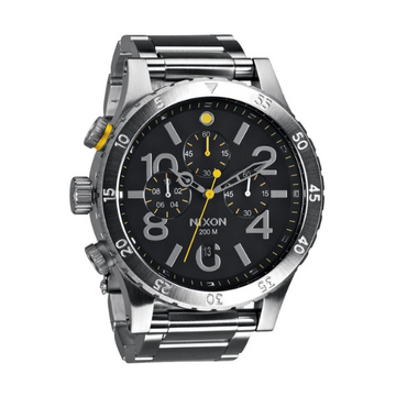 Nixon 48-20 Chrono Black Dial Brushed Steel Men's Watch A486-000