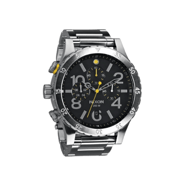 Nixon 48-20 Chrono Black Dial Brushed Steel Men's Watch A486-000