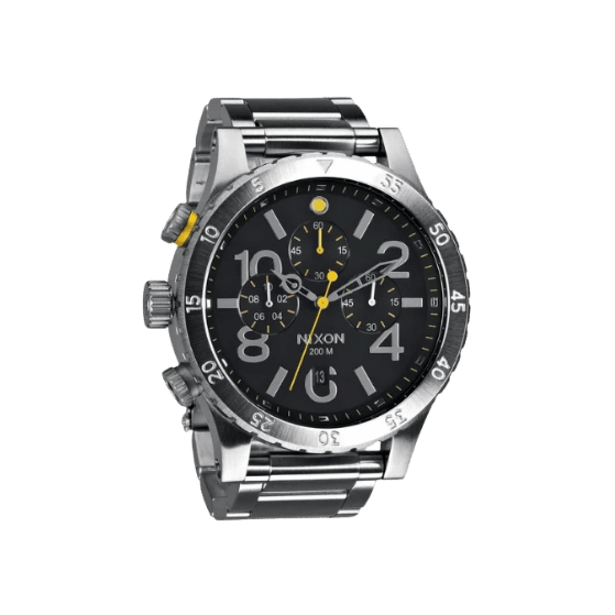 Nixon 48-20 Chrono Black Dial Brushed Steel Men's Watch A486-000