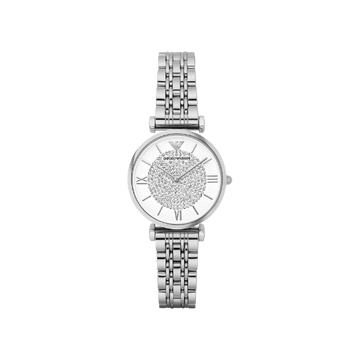 EMPORIO ARMANI Gianni T Bar Crystals Silver 32mm Womens Watch AR1925