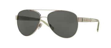 BURBERRY Silver Grey Aviator Metal Designer Sunglasses BE3084 116687 57