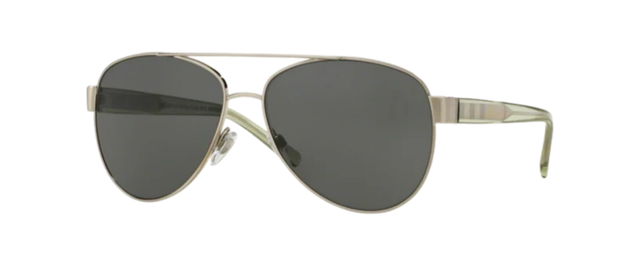 BURBERRY Silver Grey Aviator Metal Designer Sunglasses BE3084 116687 57