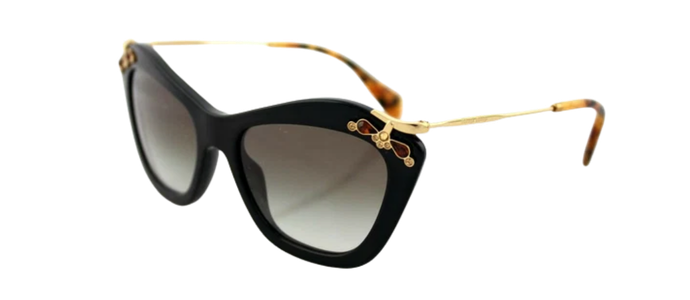 MIU MIU Women's Crystals Black Sunglasses SMU 03P 1AB-0A7