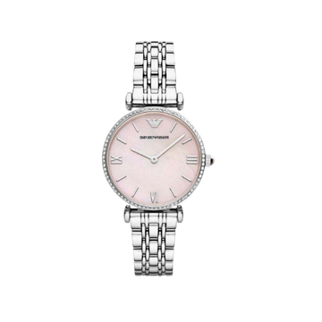 EMPORIO ARMANI Pink Mother of Pearl 32mm Crystal Women's Watch AR1779