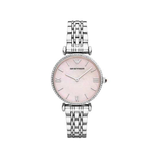 EMPORIO ARMANI Pink Mother of Pearl 32mm Crystal Women's Watch AR1779