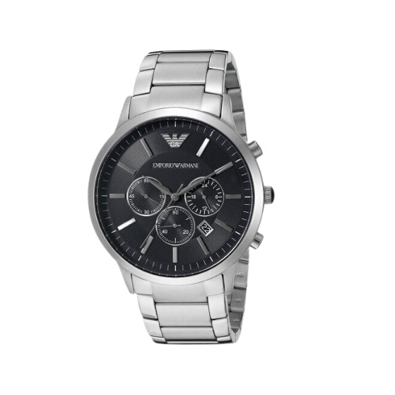 EMPORIO ARMANI Renato Chronograph 46mm Large Black Steel Men's Watch AR2460