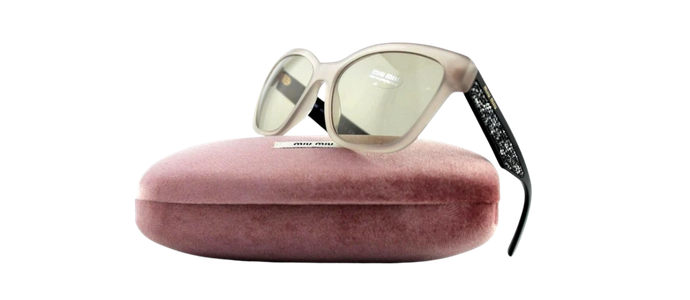 NEW Authentic MIU MIU Opal Argil Cateye Stardust Sunglasses 0MU 06RS UE2-5J2