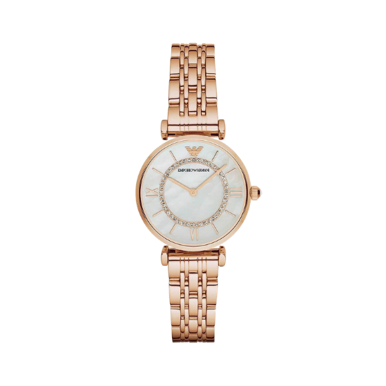 EMPORIO ARMANI Gianni T-Bar 32mm Rose Gold Steel Women's Watch AR1909