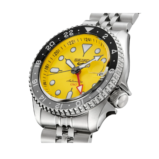 Seiko 5 Sports Yellow Dial Diver's GMT Automatic Men Watch SSK017