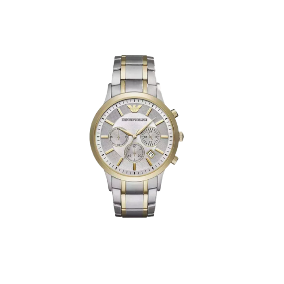 EMPORIO ARMANI Renato Chronograph 43mm Gold Silver Men Watch AR11076