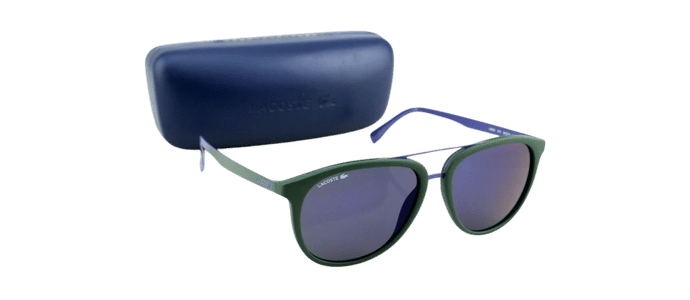 RARE New Genuine LACOSTE Matte Green Blue Round Full Rim Sunglasses L862S 315