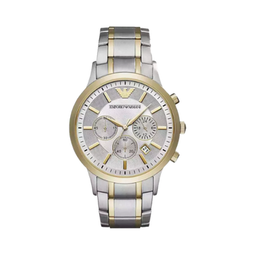 EMPORIO ARMANI Renato Chronograph 43mm Gold Silver Men Watch AR11076