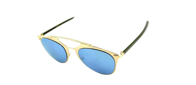 NEW Christian DIOR REFLECTED Rose Gold Khaki Blue Mirror Pilot Sunglasses XX8 3J