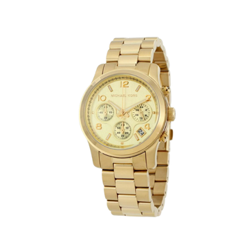 NEW Authentic Michael Kors Runway Stainless Steel Gold Ladies Wrist Watch MK5055