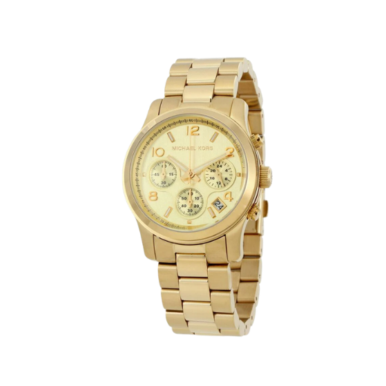 NEW Authentic Michael Kors Runway Stainless Steel Gold Ladies Wrist Watch MK5055