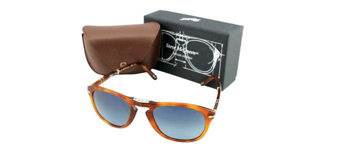 POLARIZED Steve McQueen PERSOL Folding Havana Blue Sunglasses PO 714 SM 96/S3 54
