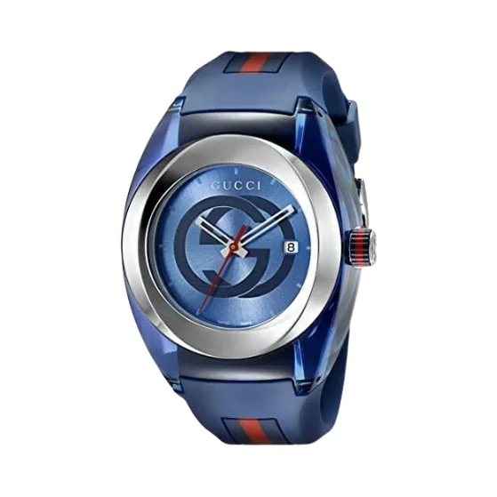 NEW Gucci Sync L 36mm Blue Rubber Strap Quartz Unisex Designer Watch YA137304