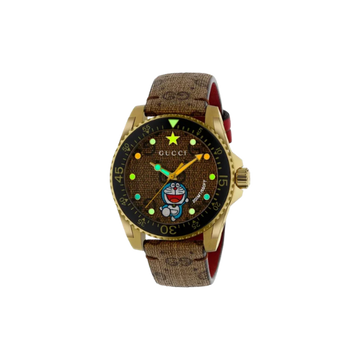 GUCCI Dive Doraemon Ltd Edtn 40mm Gold Mens Designer Watch YA136335