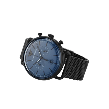 EMPORIO ARMANI Aviator Chrono 43mm Black Steel Men's Watch AR11201