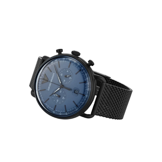 EMPORIO ARMANI Aviator Chrono 43mm Black Steel Men's Watch AR11201