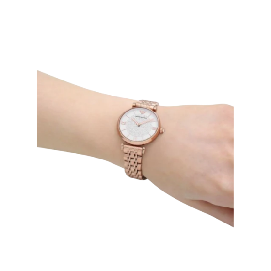 EMPORIO ARMANI Crystals 32mm Rose Gold Women's Dress Watch AR11244