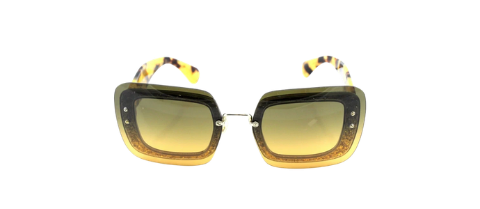 RARE Genuine MIU MIU Brown Havana Glitter Reverse Lens Sunglasses MU 01R PC8-0A3