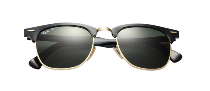 POLARIZED RayBan ALUMINIUM CLUBMASTER Black Gold Sunglasses RB 3507 136/N5 51 MM