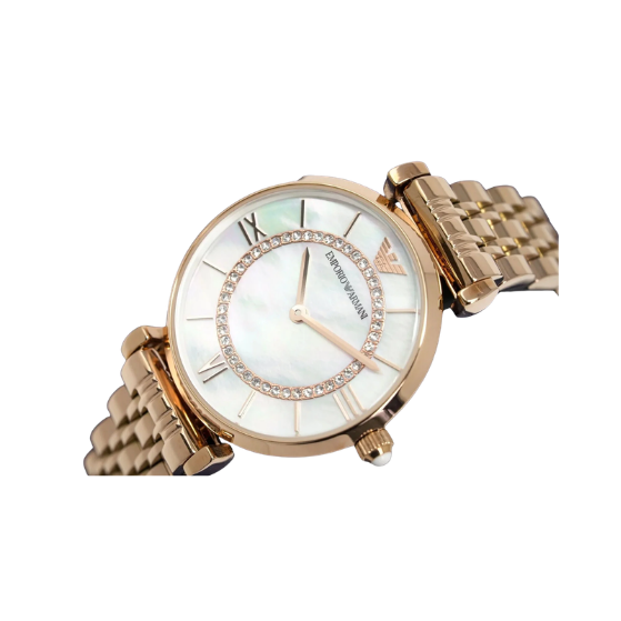 EMPORIO ARMANI Gianni T-Bar 32mm Rose Gold Steel Women's Watch AR1909