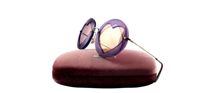 RARE NEW Genuine MIU MIU Lilac Pink Heart Round Sunglasses SMU 01S VA1-4M2 01SS