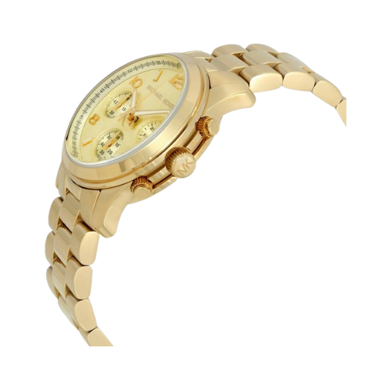 NEW Authentic Michael Kors Runway Stainless Steel Gold Ladies Wrist Watch MK5055