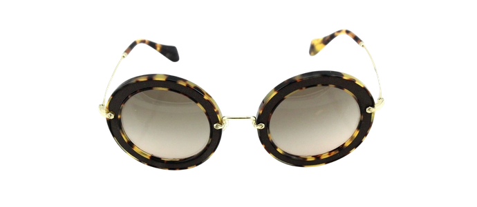 NEW Genuine MIU MIU Brown Suede Havana Gold Round Sunglasses MU 08RS VIF-3D0 08R