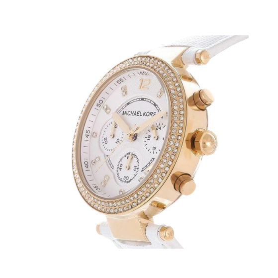 Michael Kors Parker Swarovski White Leather Ladies Watch MK2290