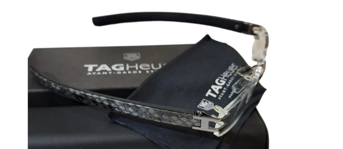 TAG Heuer L-TYPE Black Python Anthracite EyeGlass Frame TH 0116