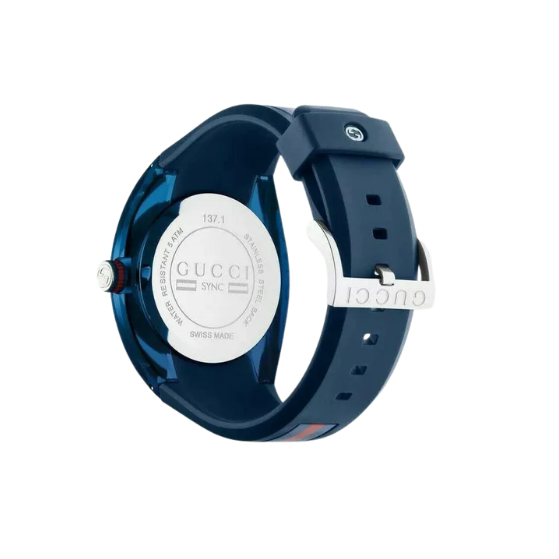 NEW Gucci Sync L 36mm Blue Rubber Strap Quartz Unisex Designer Watch YA137304