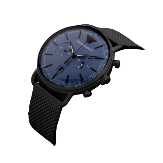 EMPORIO ARMANI Aviator Chrono 43mm Black Steel Men's Watch AR11201