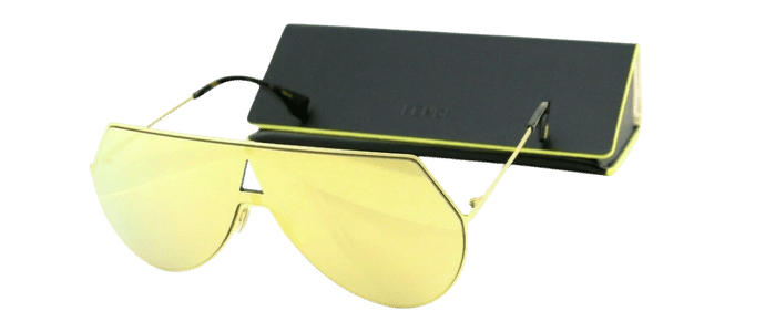 RARE Genuine FENDI EYELINE Gold Mirror Aviator Shield Sunglasses FF 0193/S 001K1