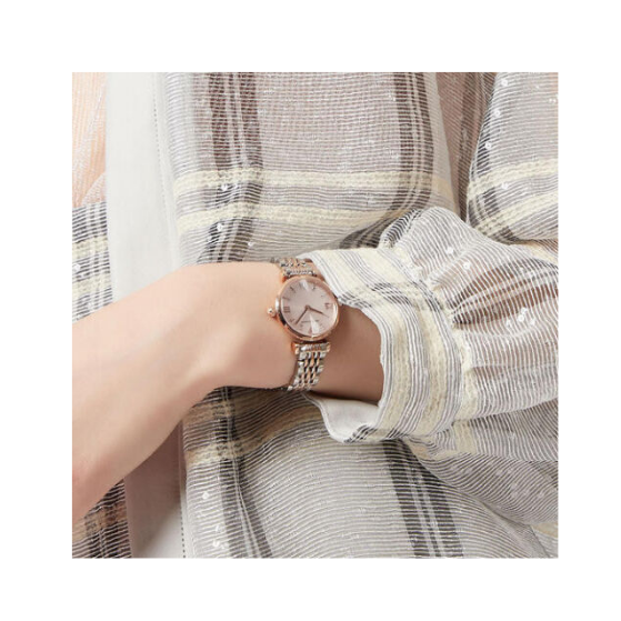 EMPORIO ARMANI Rose Gold Pink Dial 28mm Two Tone Women Watch AR11223