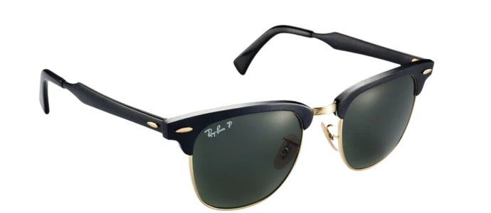 POLARIZED RayBan ALUMINIUM CLUBMASTER Black Gold Sunglasses RB 3507 136/N5 51 MM