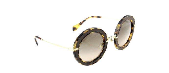 NEW Genuine MIU MIU Brown Suede Havana Gold Round Sunglasses MU 08RS VIF-3D0 08R