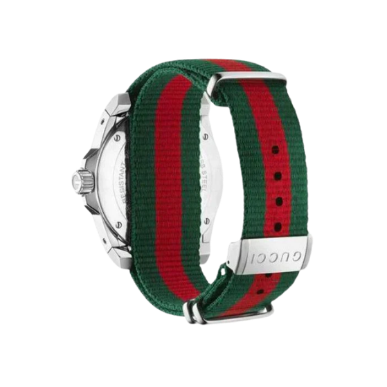 GUCCI Dive 45mm Black Dial Red Green Nylon Strap Mens Watch YA136206