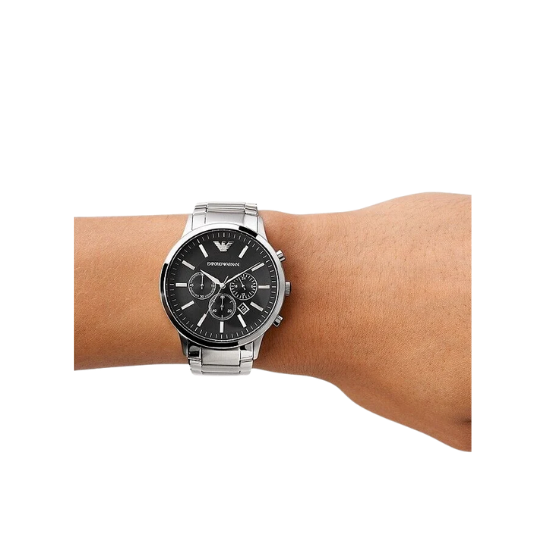 EMPORIO ARMANI Renato Chronograph 46mm Large Black Steel Men's Watch AR2460