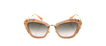 NEW Authentic MIU MIU Pink Suede Gold CatEye Sunglasses MU 04QS SMU 04Q TV1-4K0