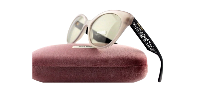 RARE NEW Genuine MIU MIU  Opal Argil Cateye Stardust Sunglasses MU 07RS UE2-5J2