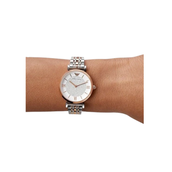 EMPORIO ARMANI 32mm Gianni T-Bar Crystals Steel Women's Watch AR1926