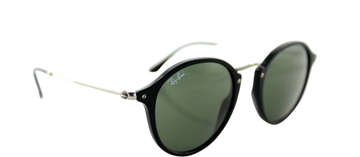 NEW Genuine RAY-BAN ROUND FLECK Black Silver Green Classic Sunglasses RB2447 901