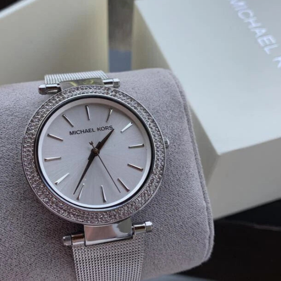 Michael Kors Darci Silver Mesh Crystals Steel Womens Watch MK3367