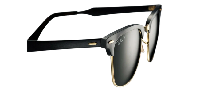 POLARIZED RayBan ALUMINIUM CLUBMASTER Black Gold Sunglasses RB 3507 136/N5 51 MM
