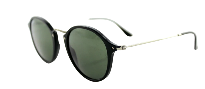 NEW Genuine RAY-BAN ROUND FLECK Black Silver Green Classic Sunglasses RB2447 901