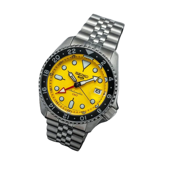 Seiko 5 Sports Yellow Dial Diver's GMT Automatic Men Watch SSK017